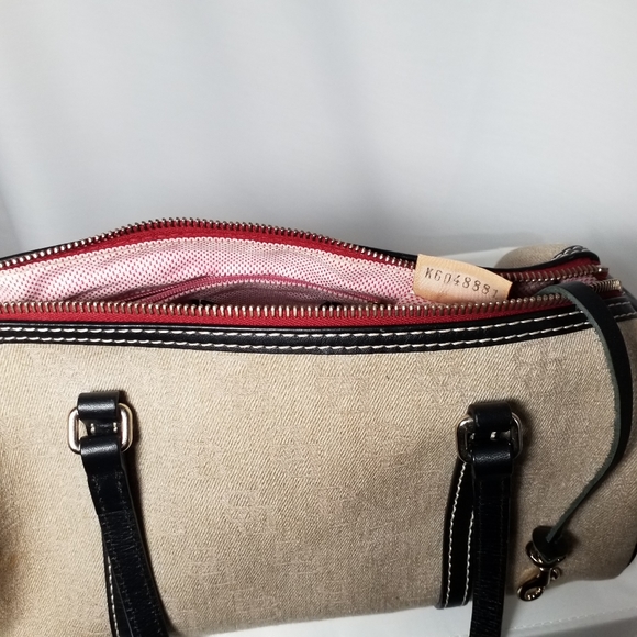 Dooney and Burke tan & black canvas shoulder bag - Picture 6 of 8